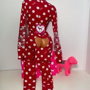 Victoria’s Secret PINK XS Logo Sequin Bling Onesie Pajamas Open Back Button Up